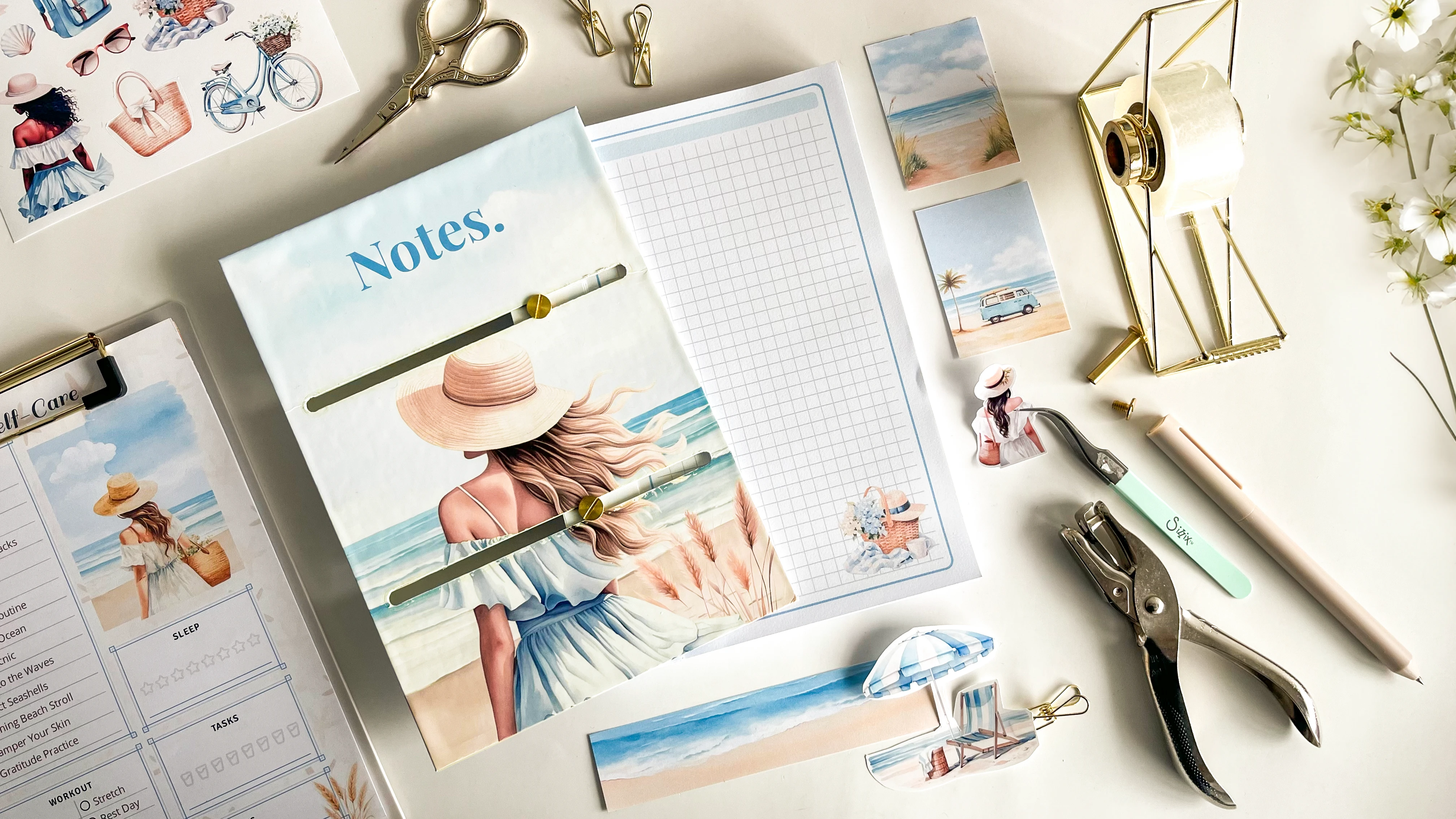 A handmade sliding notebook with tear-off paper inserts, the finished project from this DIY build