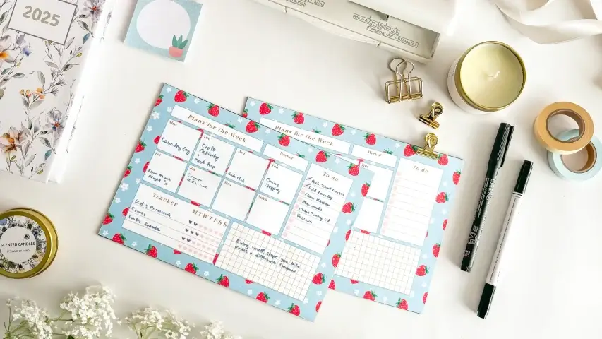 A DIY magnetic planner with tear-off pages, made to stick on a fridge door