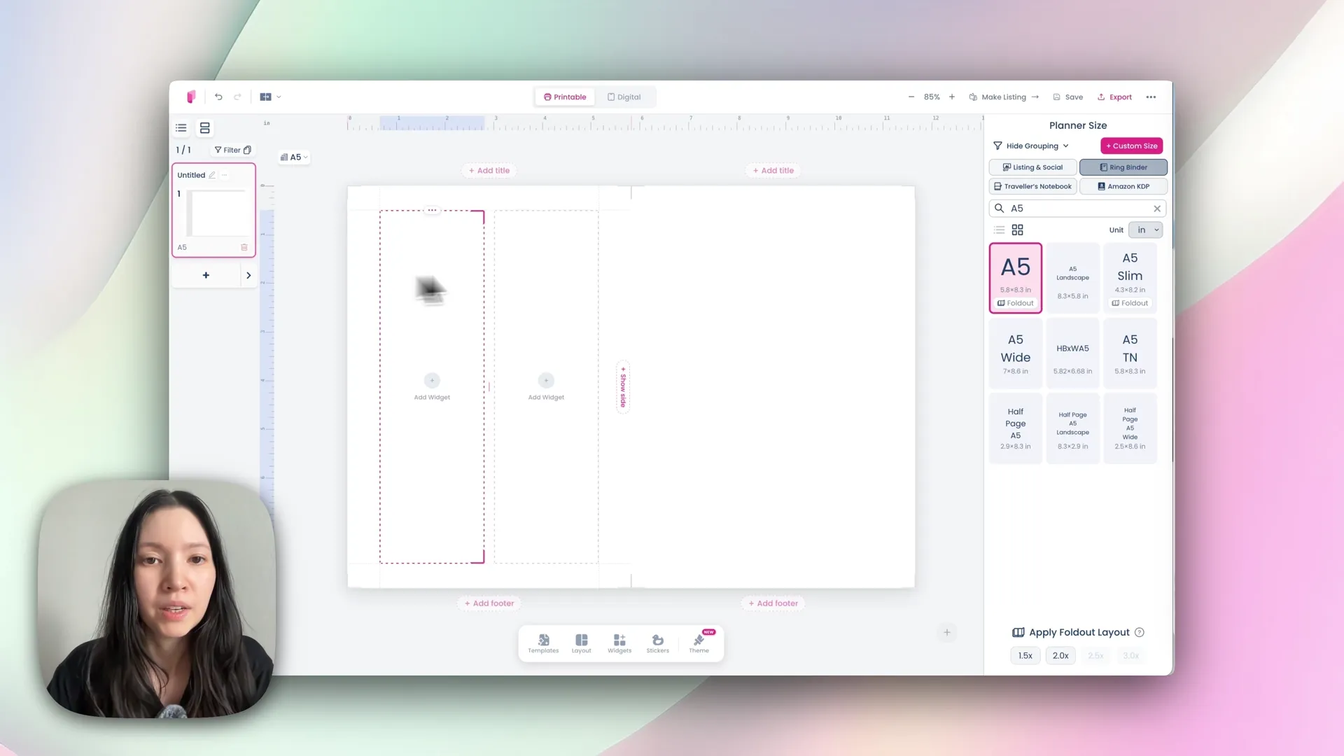 Dragging a page margin guide in Planify Pro with the live measurement showing
