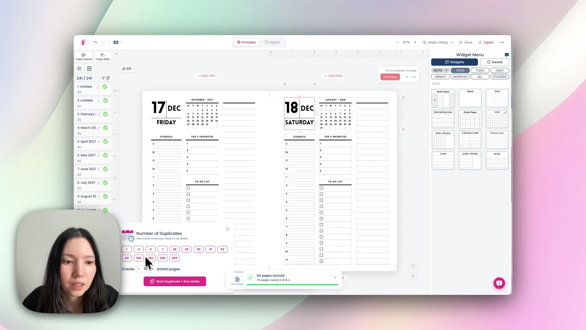 The final daily page of the planner, dated 31 December 2027