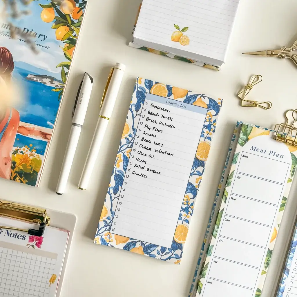 A printable list page in the Mediterranean Summer style, used here as a wish list
