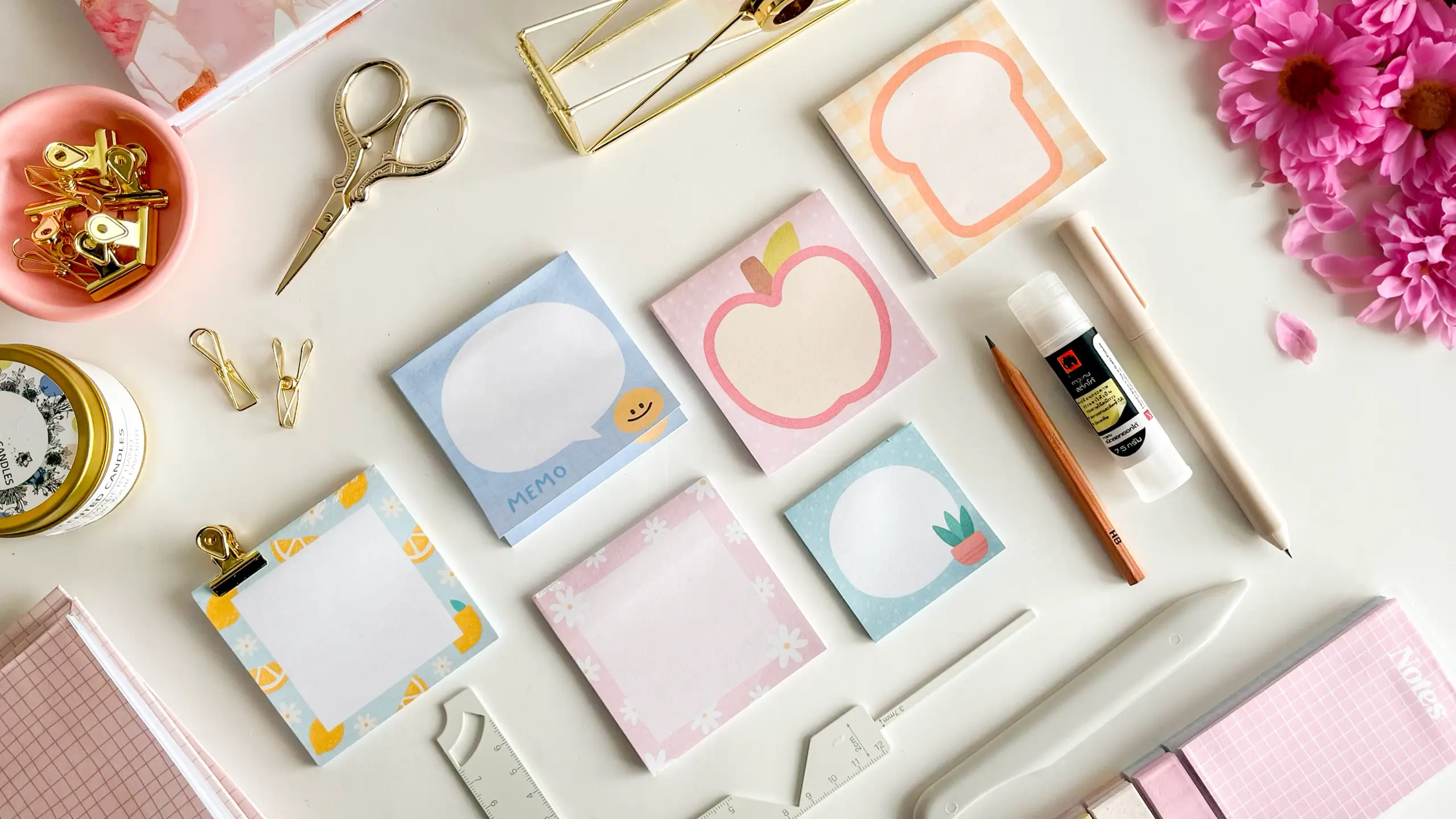 Homemade sticky notes made at home from printed Planify Pro designs