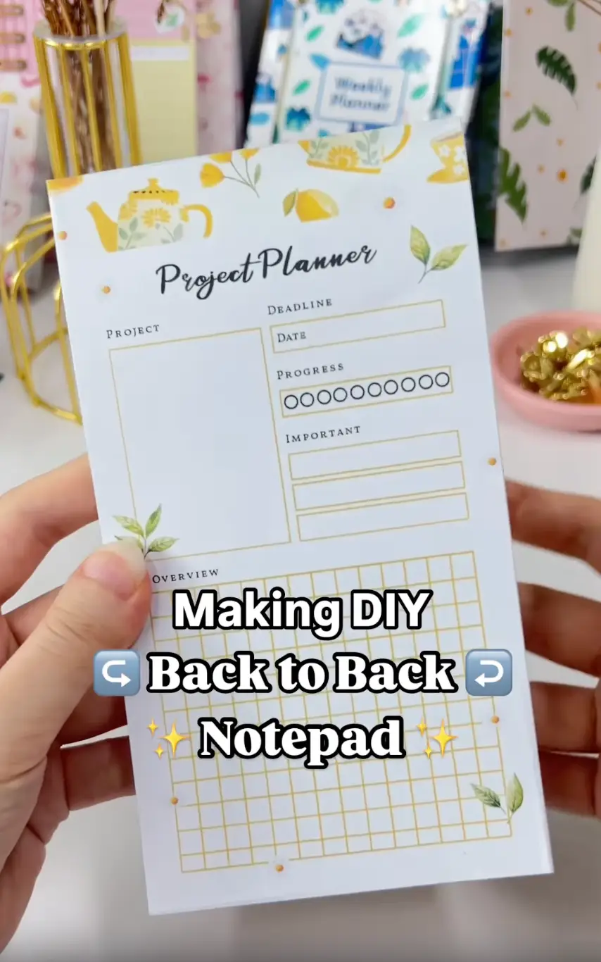 Finished DIY back to back notepad with a planner on one face and task lists on the other