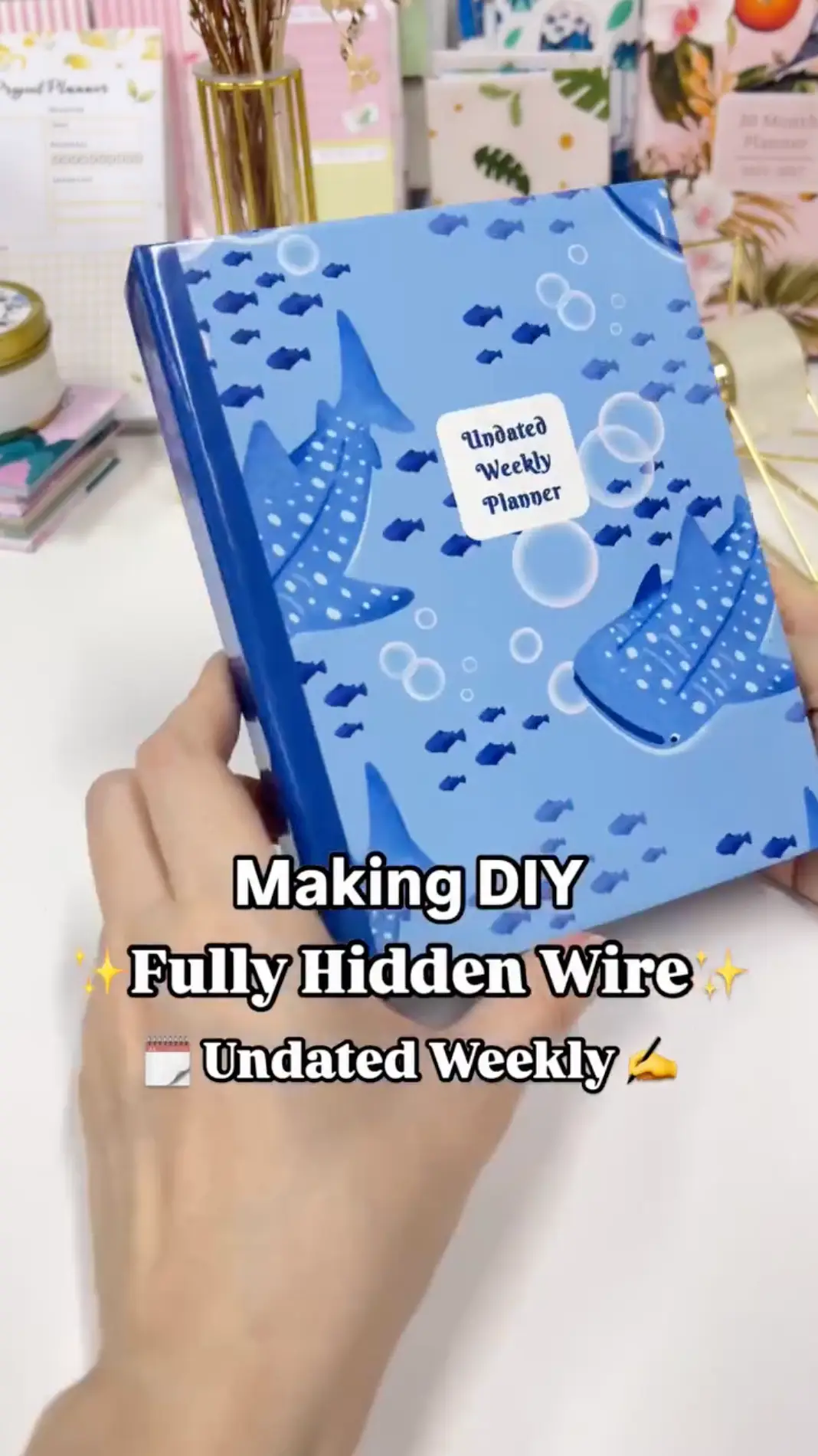 Finished DIY planner with the wire binding fully concealed behind the cover