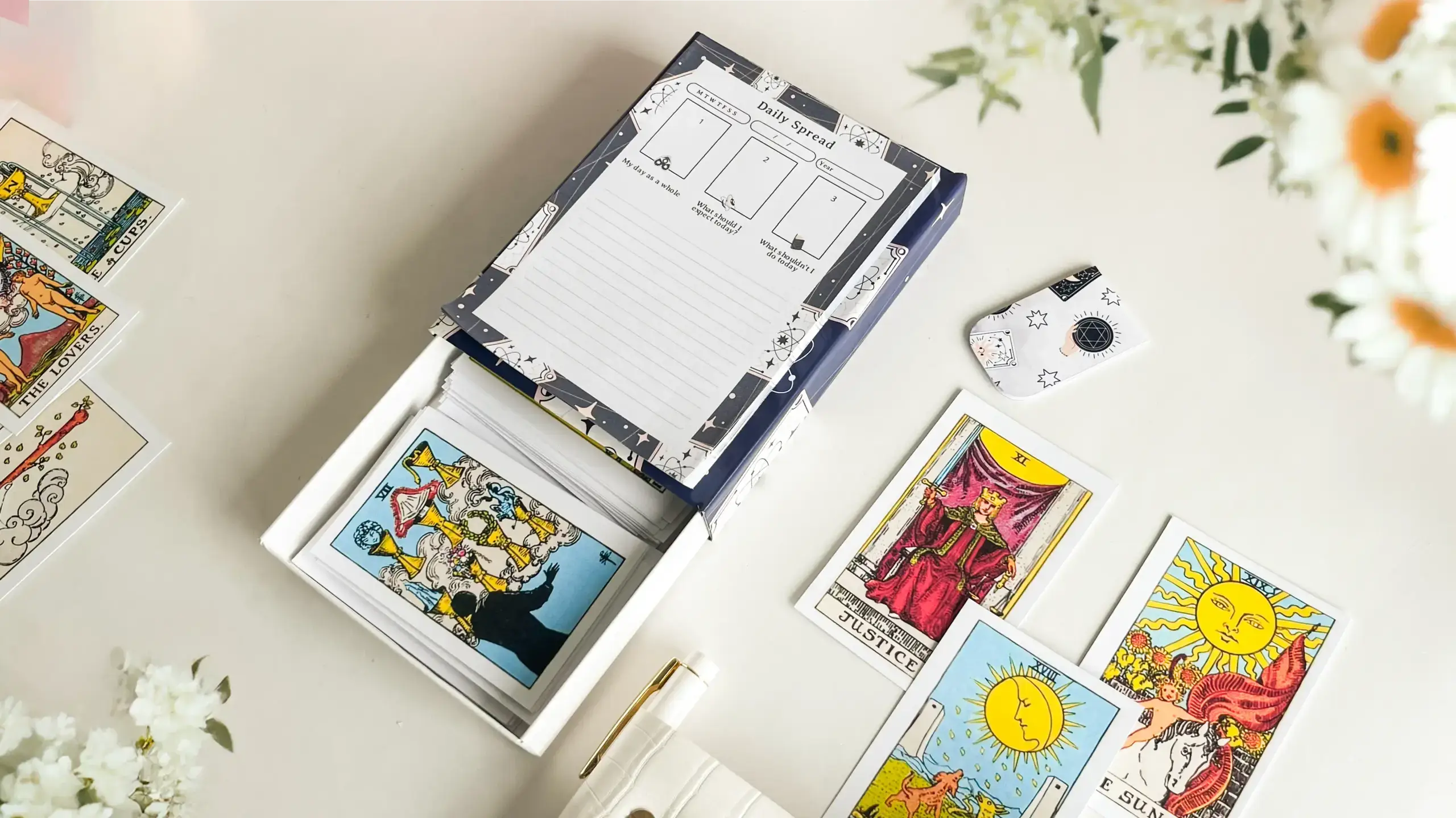 A handmade tarot planner box, the finished project from this step-by-step build