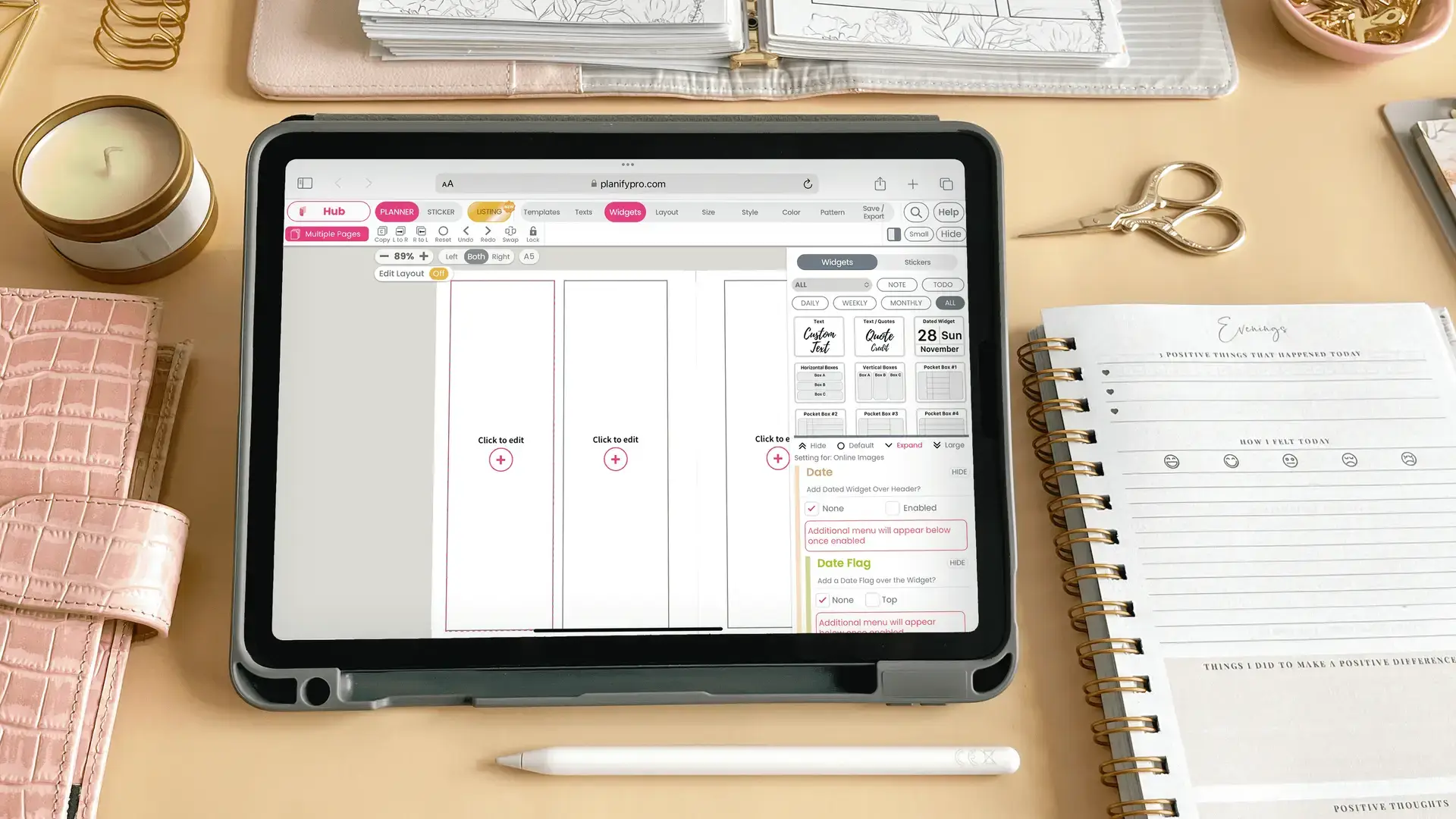 A digital planner calendar page of the kind a new planner shop would sell
