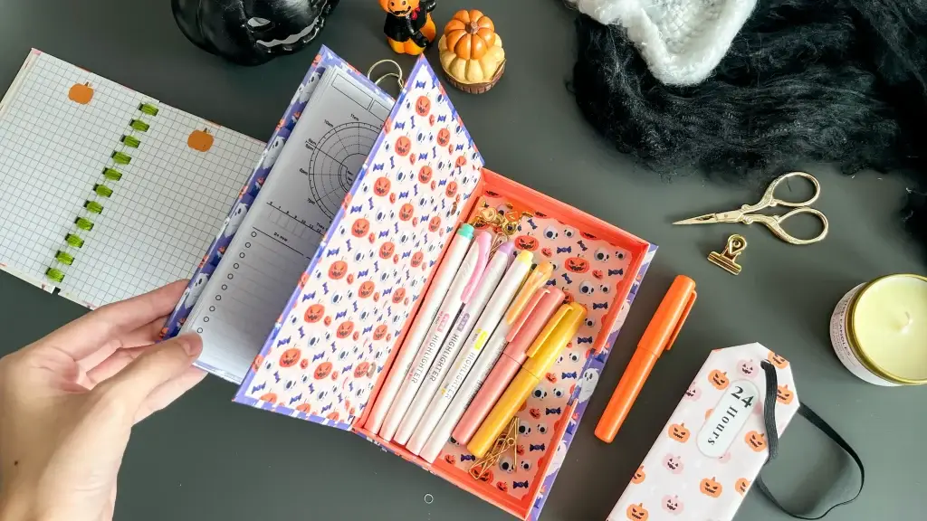 A handmade DIY planner box used to store and display planner supplies