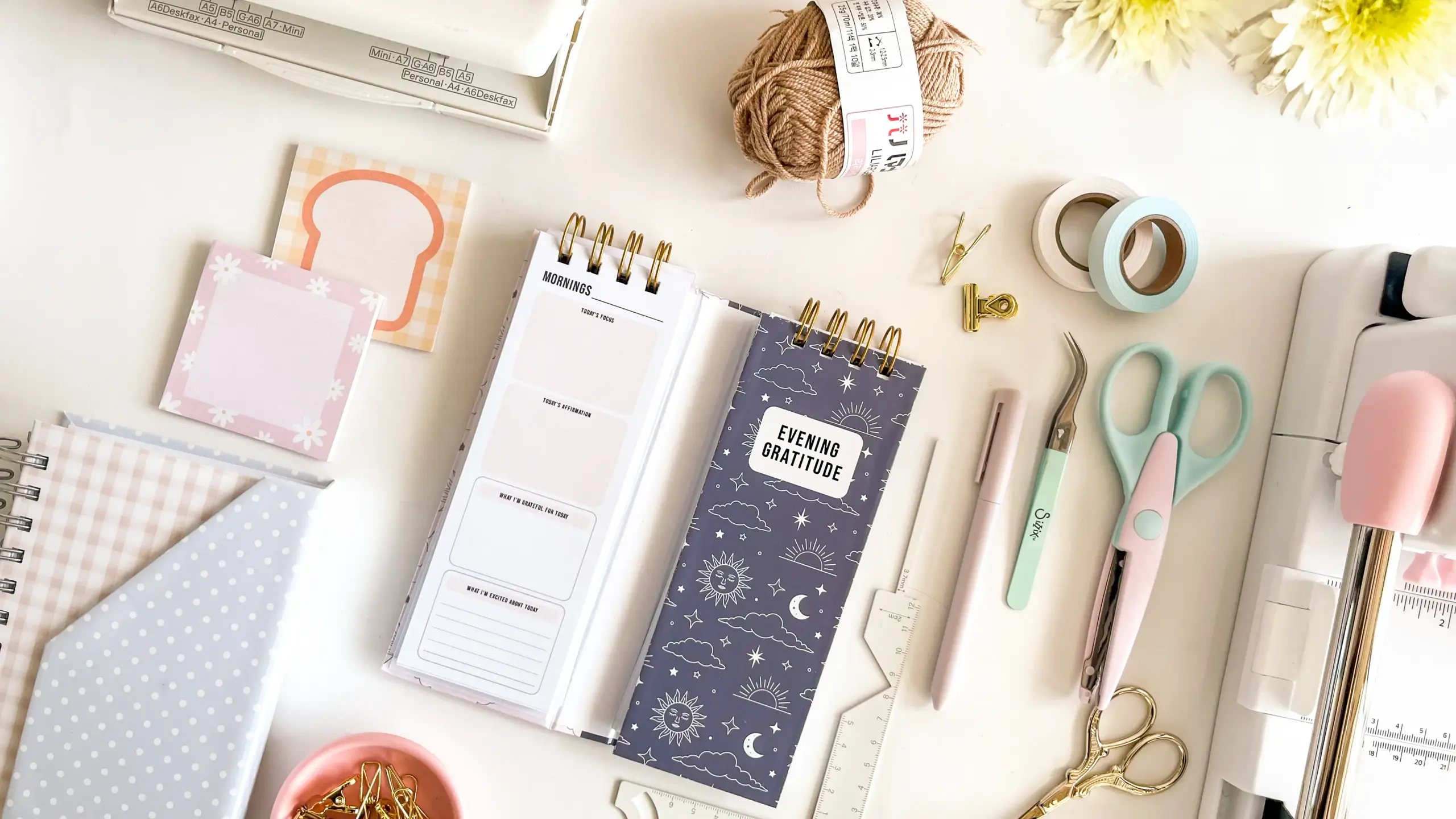 A handmade folding gratitude journal with morning and evening gratitude pages