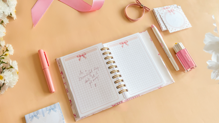 A DIY half-size planner notebook with hidden wire binding