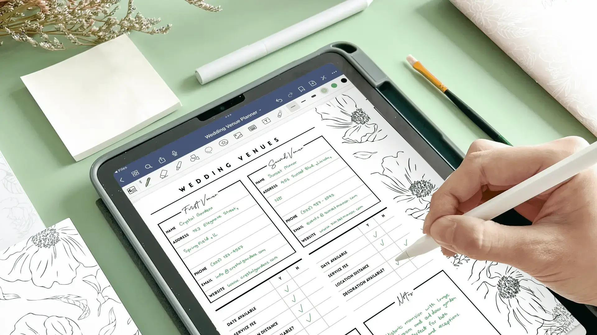 Wedding planner book with planning lists