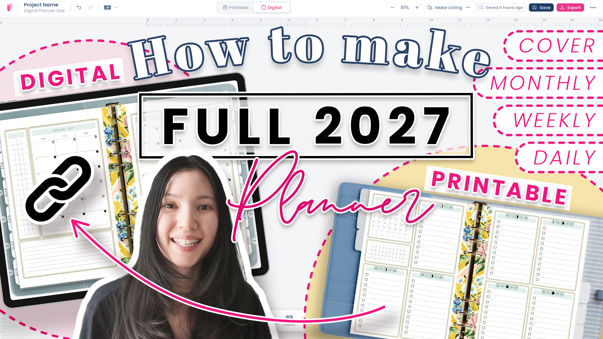 A video thumbnail for a tutorial on making a 2027 planner