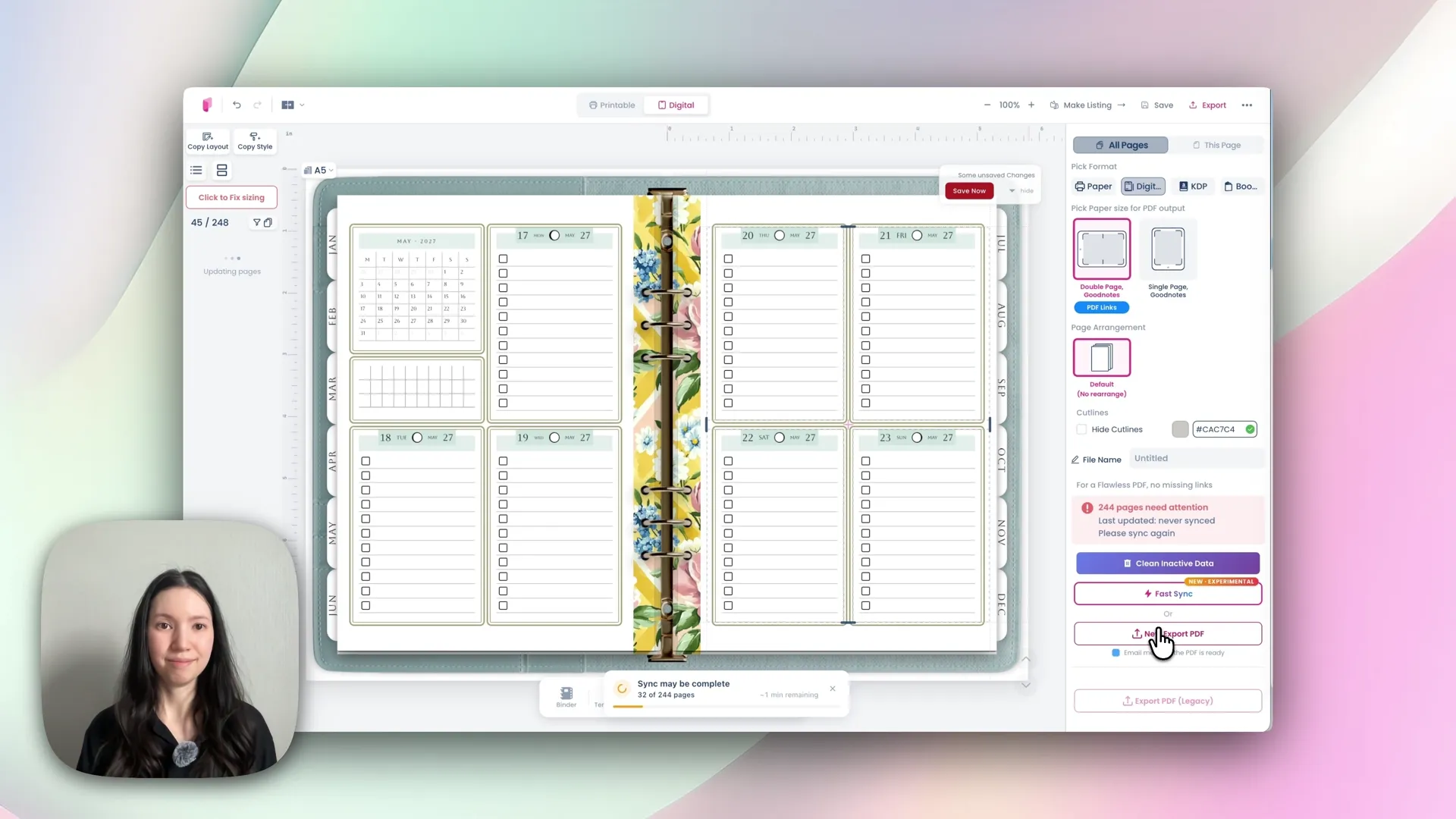 Tapping a date in the digital planner to jump straight to that daily page