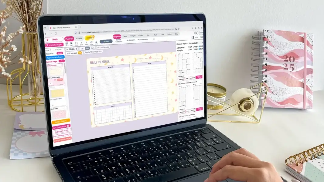 A styled planner template page, one of the many layout ideas sellers can create and list