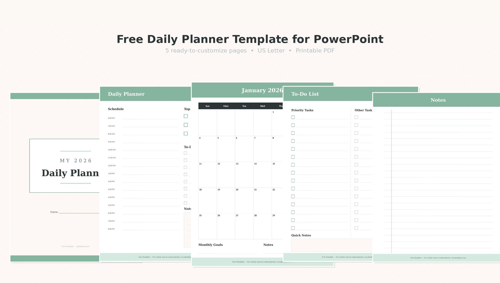 A preview of a planner template layout, the kind this PowerPoint tutorial builds