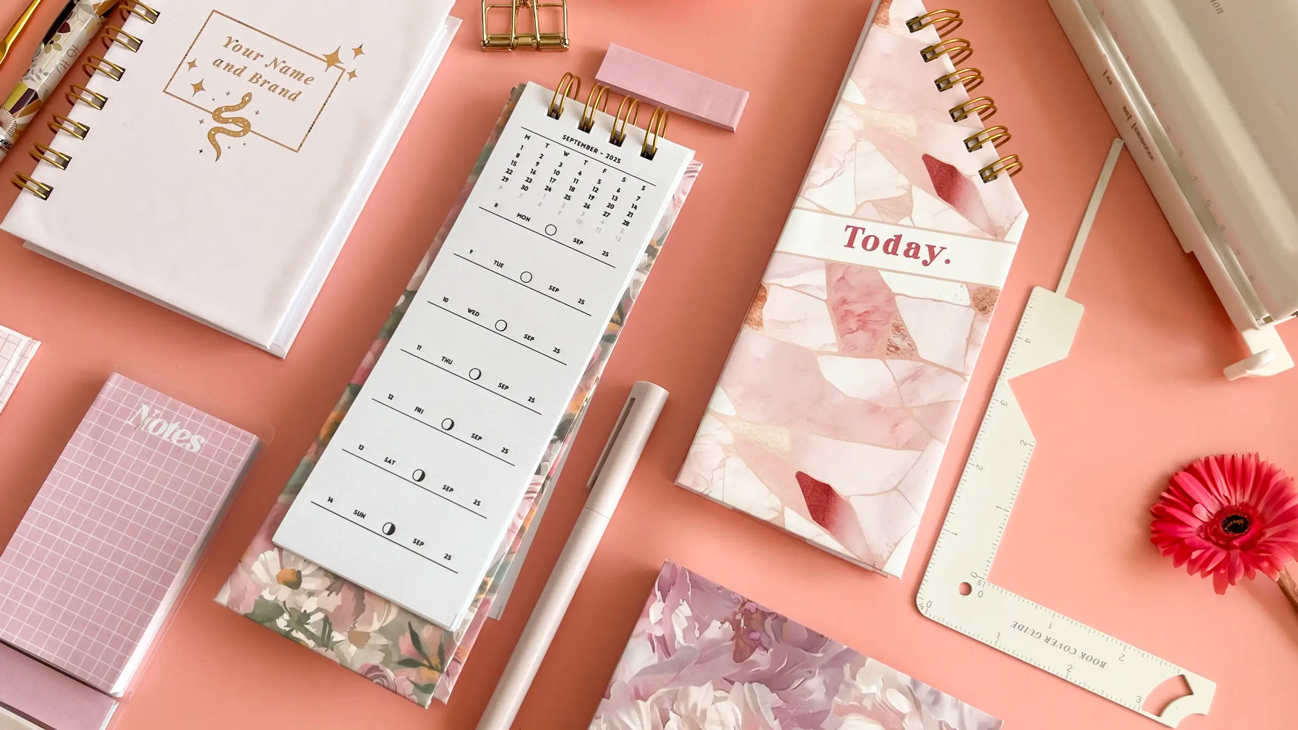 A handmade 2025 weekly desk planner, the finished project from this DIY build