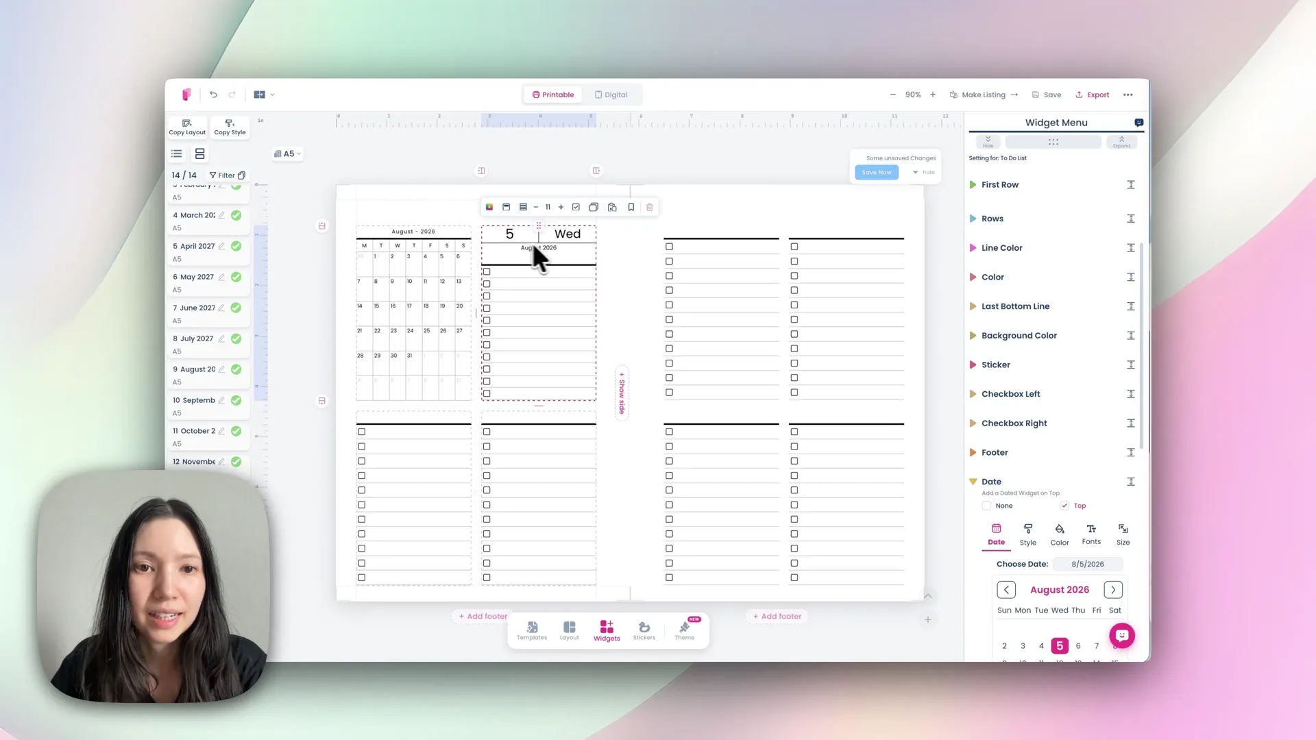 The difference between a date widget and a date flag on a weekly planner page
