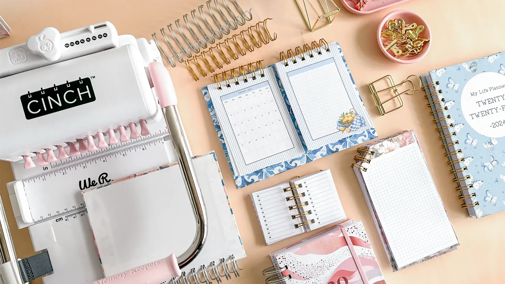 DIY book binding supplies and materials for making handmade planners